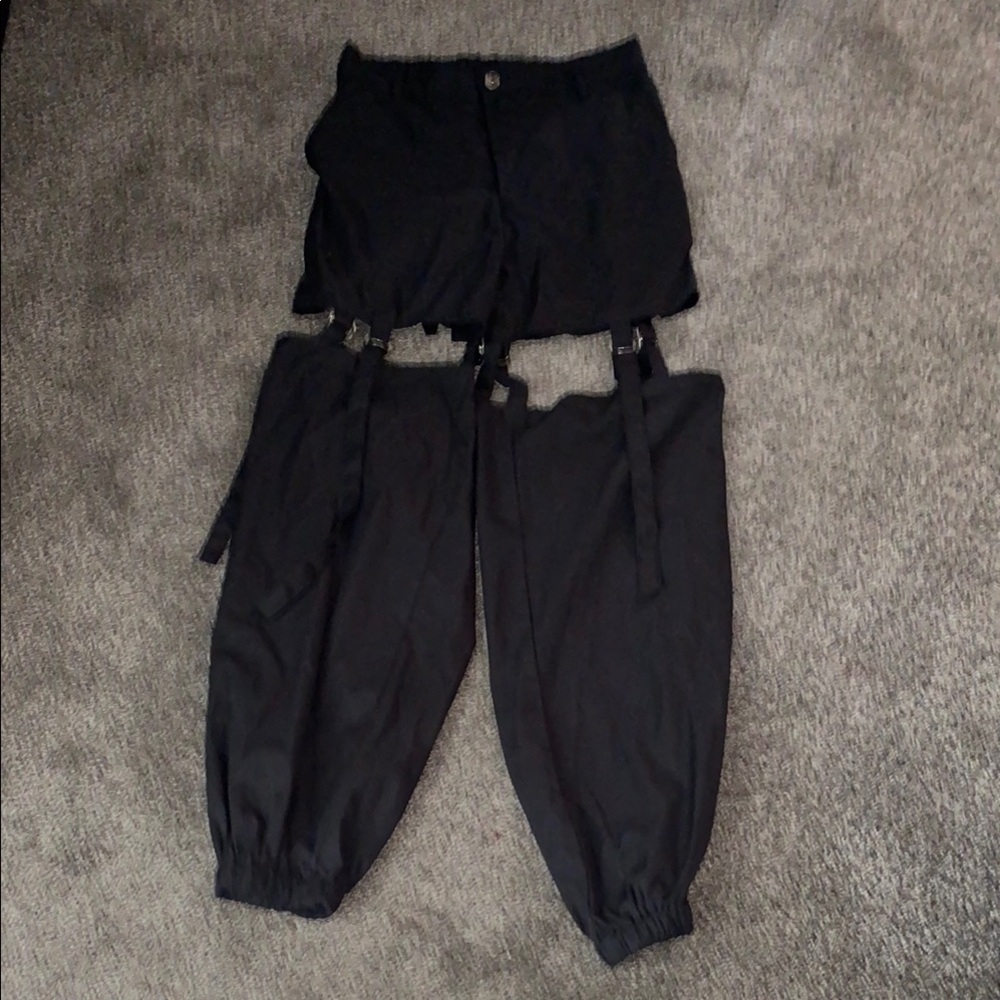 Black Convertible Buckle Pants